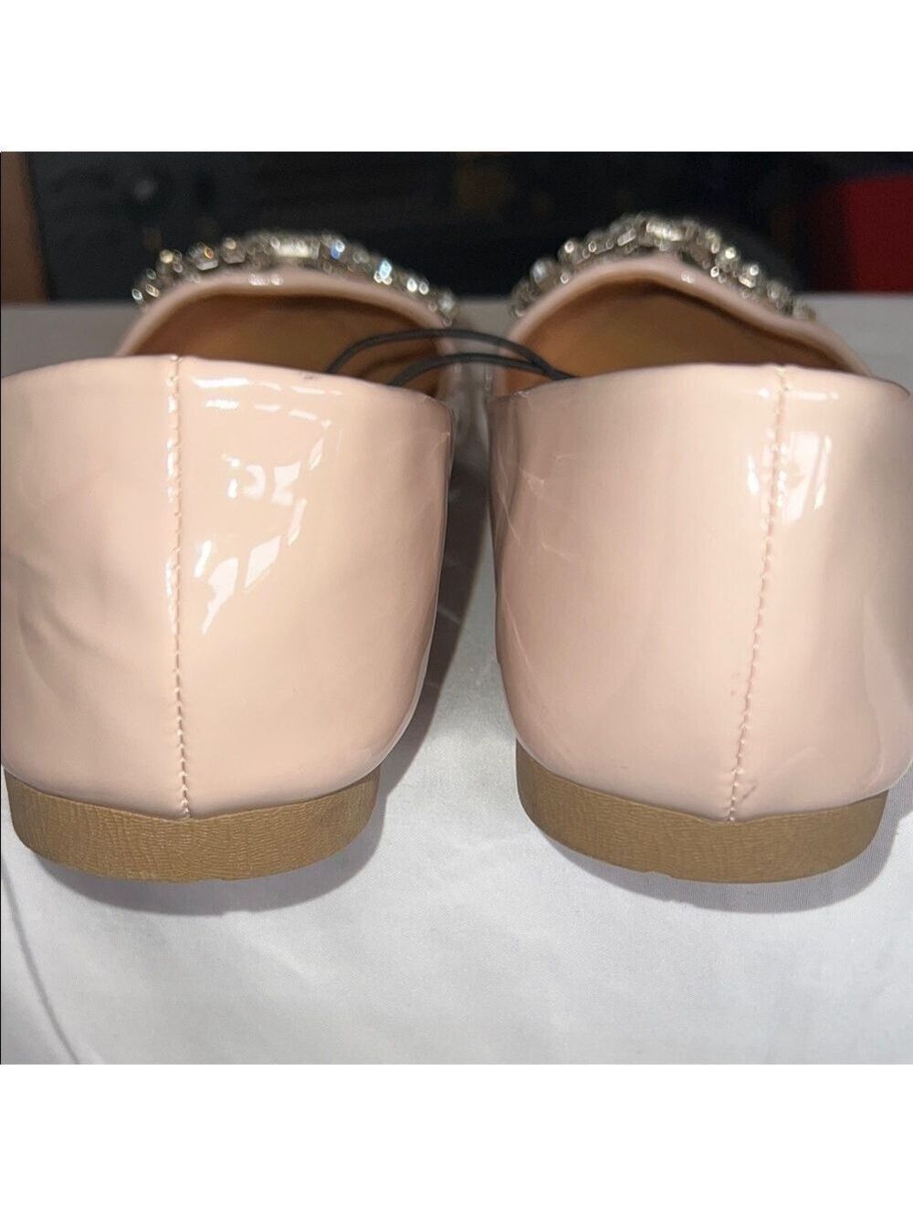 TOP Moda Nude Rhinestone Bow Flats - Picture 11 of 11